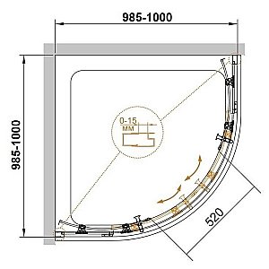 Душевой уголок Cezares Eco 100x100 ECO-O-R-2-100-C-NERO стекло прозрачное/профиль черный купить в интернет-магазине Sanbest