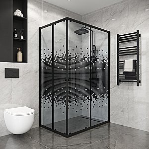Душевой уголок Niagara Eco NG-1018-14QBLACK 100х80 профиль черный/стекло мозаика купить в интернет-магазине Sanbest