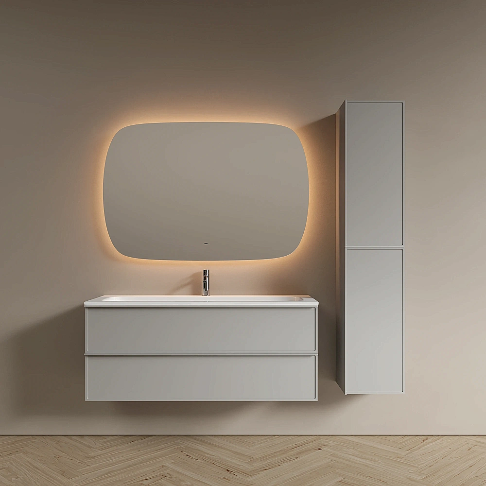 Тумба с раковиной Sancos Velta 120 VL120WG+CN7017 теплый серый матовая/раковина белая, с отверстием для ванной в интернет-магазине Sanbest