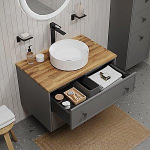 Тумба с раковиной Iddis Torr 80 TOR80DBi темно-серая для ванной в интернет-магазине Sanbest