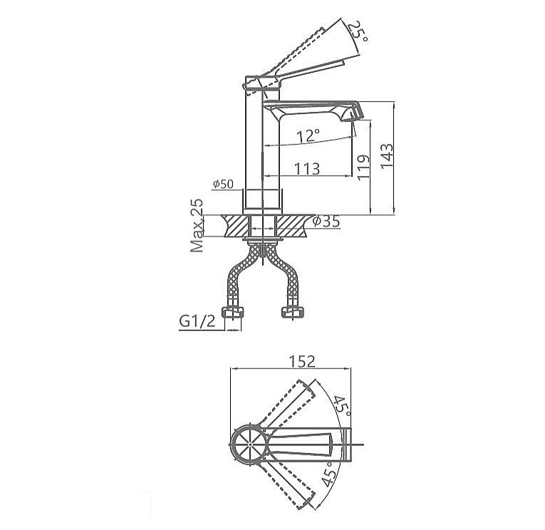 Смеситель для раковины D&K Bayern.Bamberg DA1552101 хром купить в интернет-магазине сантехники Sanbest