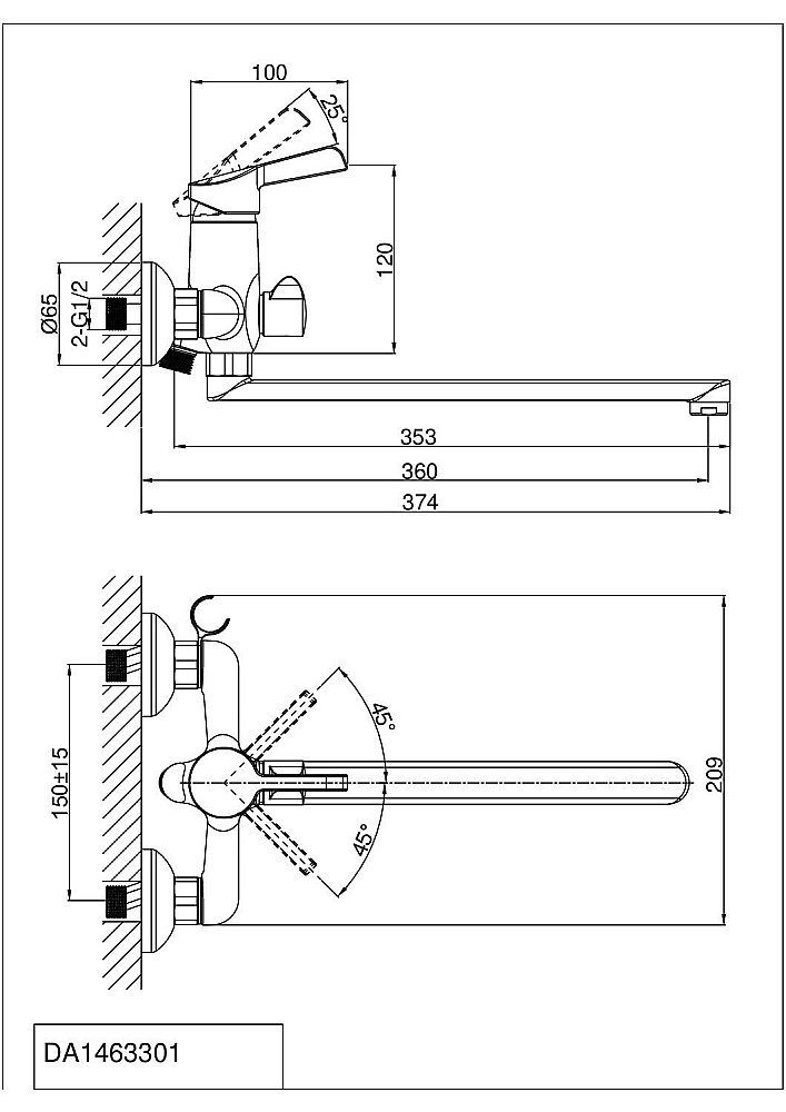 Смеситель для ванны D&K Rhein Schiller DA1463301 купить в интернет-магазине сантехники Sanbest