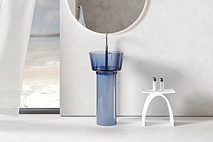 Раковина отдельностоящая прозрачная ABBER Kristall AT2702Saphir синяя купить в интернет-магазине Sanbest