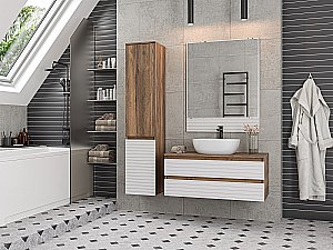 Пенал Misty Dakota 35 DAK-050350-19/01 Дуб Галифакс олово / Белый для ванной в интернет-магазине сантехники Sanbest