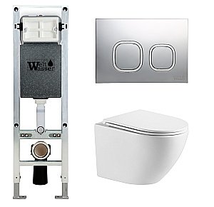 Унитаз с инсталляцией WeltWasser AMBERG 350 ST + MERZBACH 043 GL-WT + AMBERG RD-CR купить в интернет-магазине Sanbest