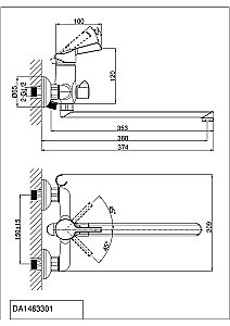 Смеситель для ванны D&K Rhein Schiller DA1463301 купить в интернет-магазине сантехники Sanbest