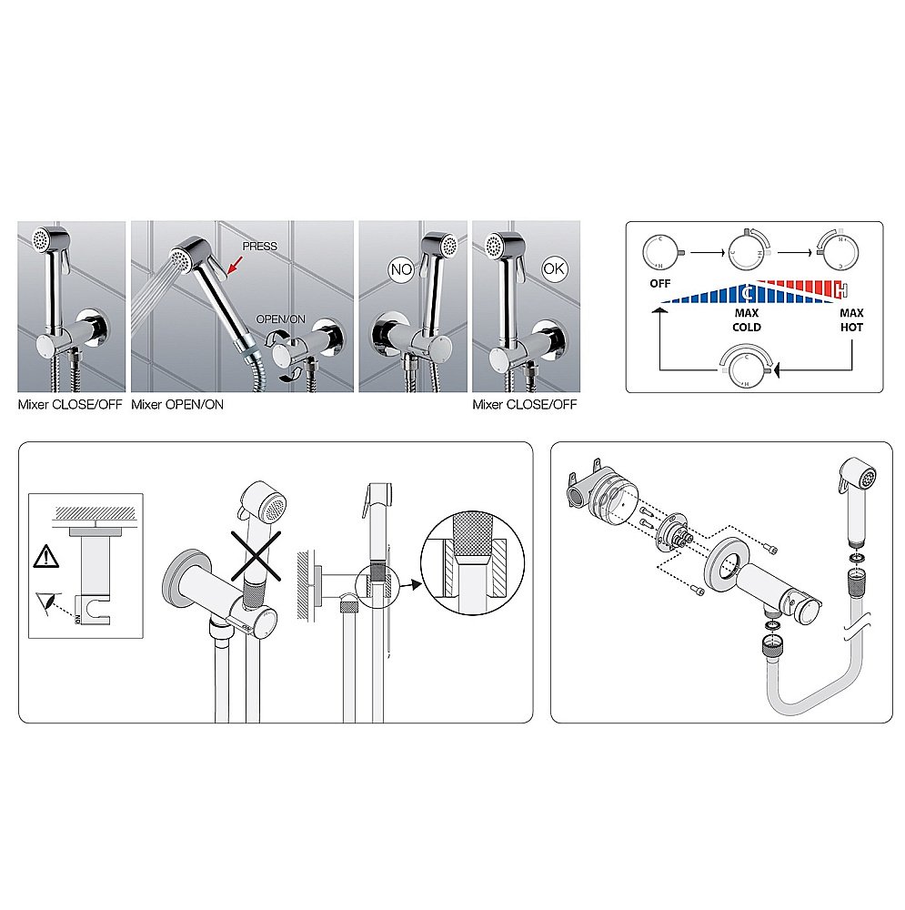 Гигиенический душ Bossini Paloma Brass E34007B.073 черный купить в интернет-магазине сантехники Sanbest