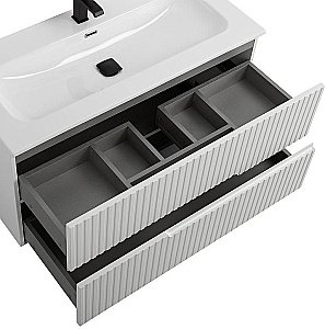 Тумба с раковиной Cezares DUET-N 100 DUET-N-1000-2C-SO-BO белая матовая для ванной в интернет-магазине Sanbest