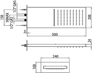 Верхний душ Bossini Manhattan I00570.073 черный купить в интернет-магазине сантехники Sanbest