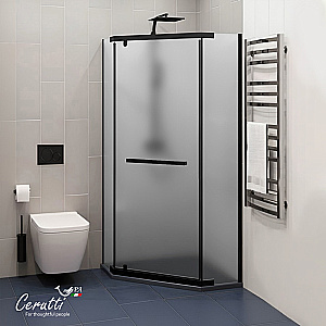 Душевой уголок Ceruttispa CHIKA ZP91BF 90x90 стекло матовое/профиль черный матовый купить в интернет-магазине Sanbest