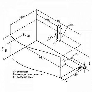 Акриловая ванна Aquanet Palma 170х90 к/с купить в интернет-магазине Sanbest