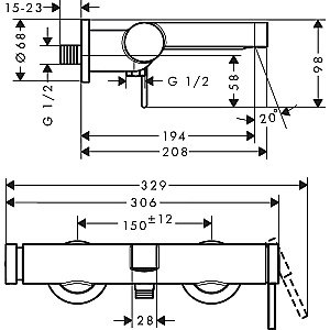 Смеситель для ванны Hansgrohe Finoris 76420700 белый матовый купить в интернет-магазине сантехники Sanbest