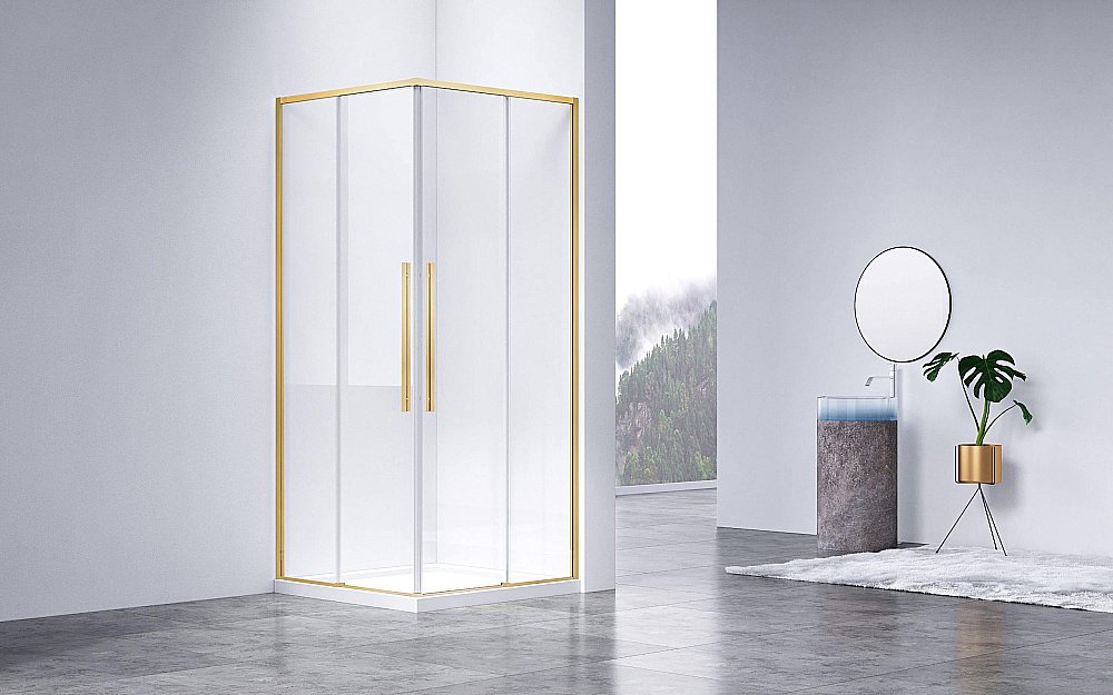 Душевой уголок Vincea Slim-N VSS-4SN9010CLG 100x90 стекло прозрачное/профиль золото брашированное купить в интернет-магазине Sanbest