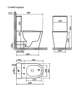 Унитаз напольный Ceramica Nova Highlight CN1802T-B/CN1802T-T белый, безободковый, с крышкой микролифт, слив торнадо купить в интернет-магазине Sanbest
