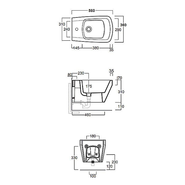 Биде подвесное Simas Baden Baden BB19 черное матовое купить в интернет-магазине Sanbest