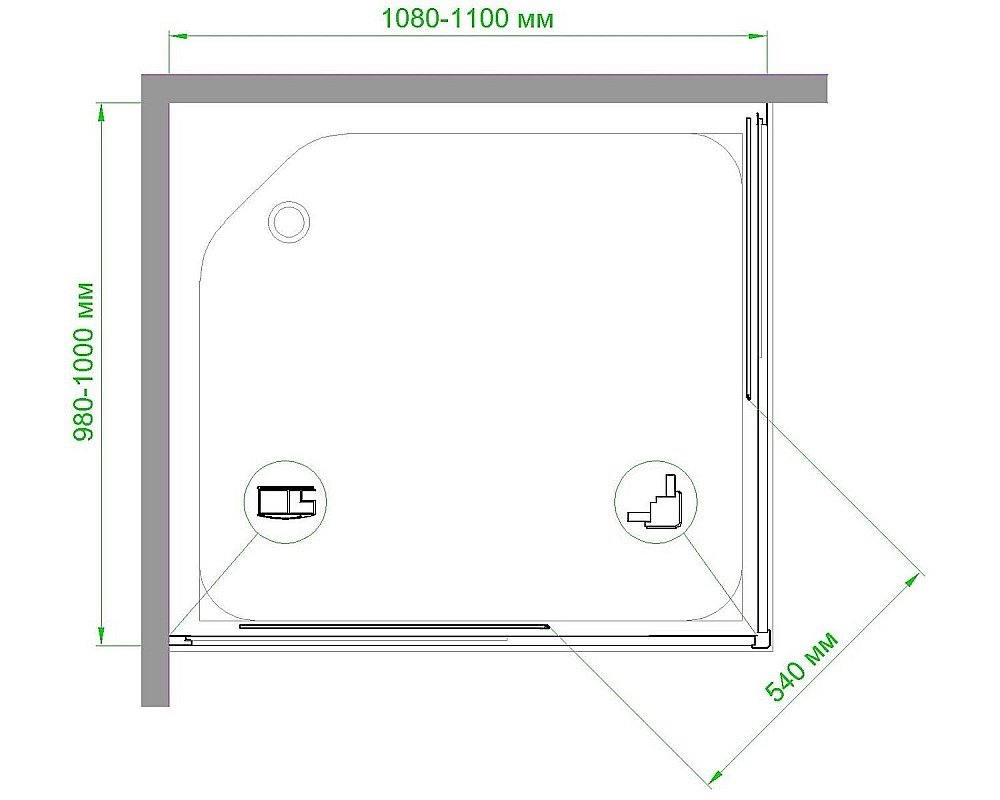 Душевой уголок Royal Bath RB11010HPD-T-BL 110х100 прозрачный купить в интернет-магазине Sanbest