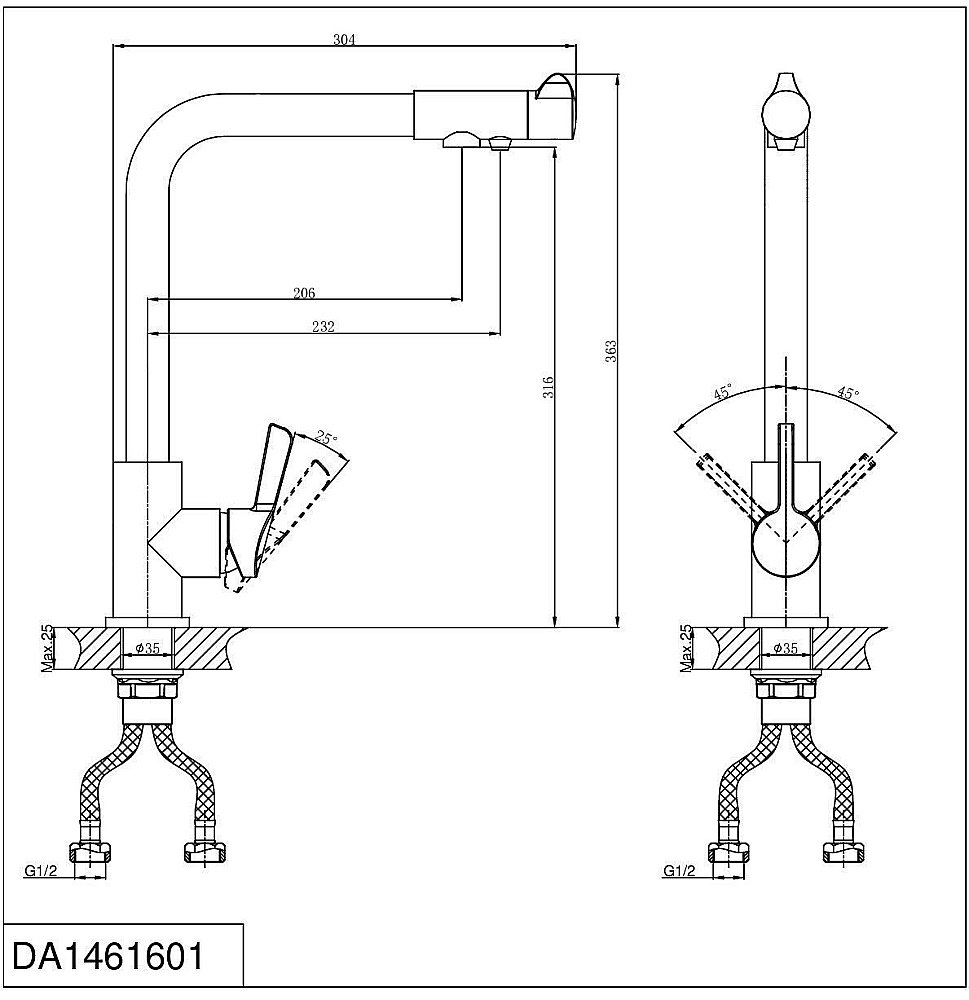 Смеситель для кухни D&K Rhein.Schiller DA1461601 купить в интернет-магазине сантехники Sanbest
