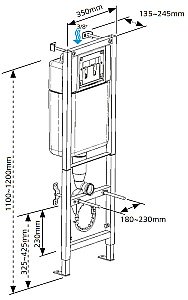 Инсталляция для унитаза Cersanit BLACK 35 с кнопкой LEON Хром купить в интернет-магазине сантехники Sanbest