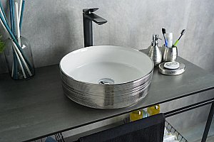 Раковина накладная Gid 36 D1357h031 53328 белая, серебро купить в интернет-магазине Sanbest