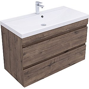 Тумба с раковиной Aquanet Нота new 100 334194 дуб веллингтон табак для ванной в интернет-магазине Sanbest