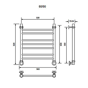 Полотенцесушитель водяной Veconi Voga V6050CH хром купить в интернет-магазине сантехники Sanbest