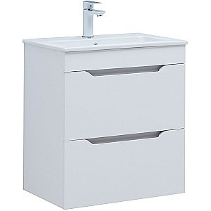 Тумба с раковиной Aquanet Практика 60 330457 белая матовая для ванной в интернет-магазине Sanbest