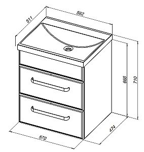 Тумба с раковиной Aquanet Лукка 302396 60 белый для ванной в интернет-магазине Sanbest