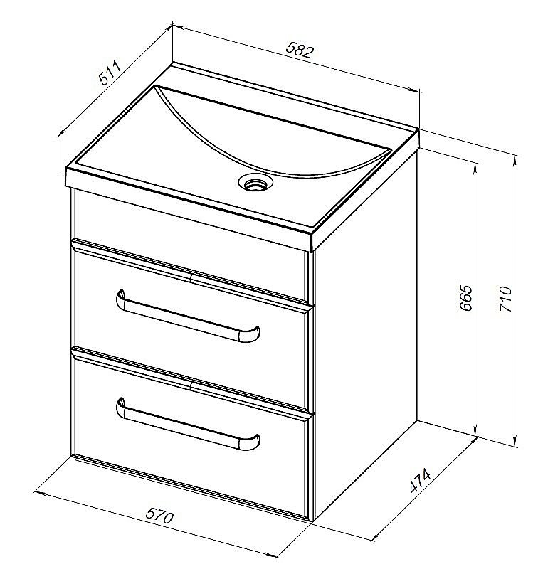 Тумба с раковиной Aquanet Лукка 302396 60 белый для ванной в интернет-магазине Sanbest