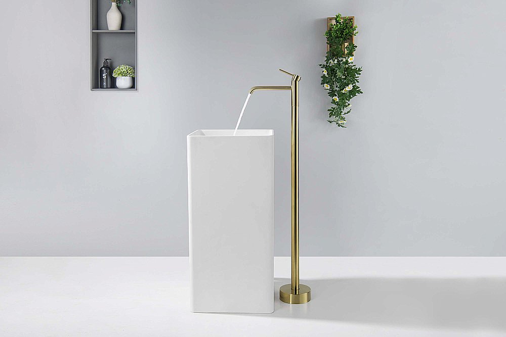 Смеситель для раковины Европа AQ1309BG золото шлифованное купить в интернет-магазине сантехники Sanbest