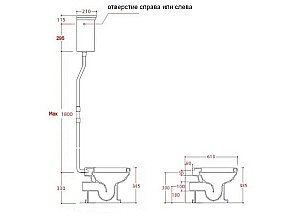 Унитаз ARTCERAM Hermitage HEV003 01 00 с высоким бачком золото купить в интернет-магазине Sanbest