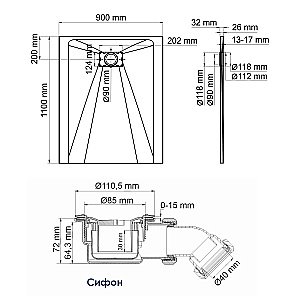 Душевой поддон WasserKraft Main 41T15 110х90 белый купить в интернет-магазине Sanbest