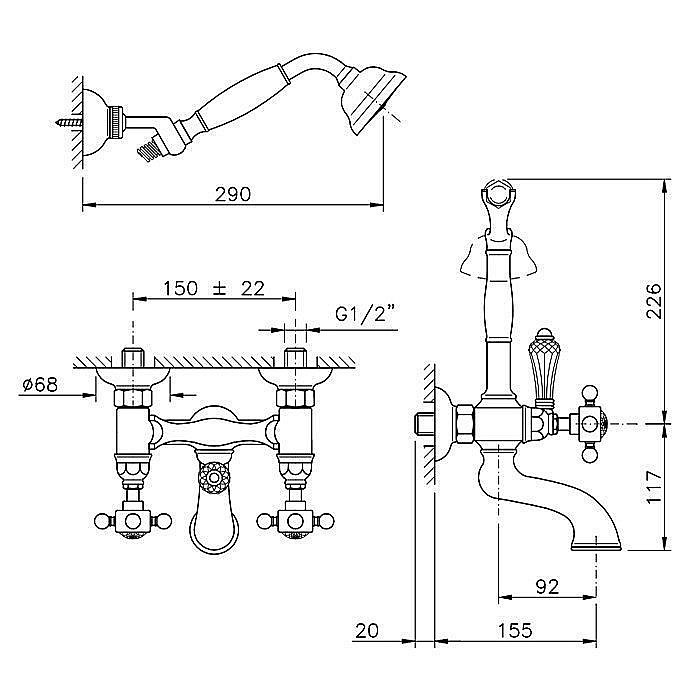 Смеситель для ванны Nicolazzi Petit Mont Blanc 1402CR78 хром купить в интернет-магазине сантехники Sanbest