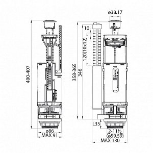 Смывное устройство для унитаза Iddis Dual Mode F012400-01K купить в интернет-магазине сантехники Sanbest