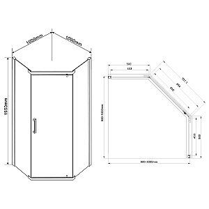 Душевой уголок Vincea Stresa VSP-1S100CLGM 100x100 стекло прозрачное/профиль вороненая сталь купить в интернет-магазине Sanbest