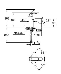 Смеситель для раковины GROHE Eurosmart Cosmopolitan 23327KW0 черный сатин купить в интернет-магазине сантехники Sanbest