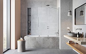 Шторка для ванны Radaway Furo Brushed Nickel PND II 180 стекло прозрачное/профиль брашированный никель купить в интернет-магазине Sanbest