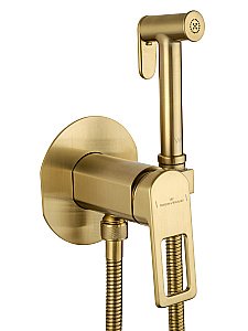 Смеситель с гигиеническим душем встраиваемый WONZON & WOGHAND FRAME, Брашированное золото (WW-88829010-BG) купить в интернет-магазине сантехники Sanbest