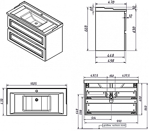 Тумба с раковиной Caprigo Wales 100 цвет на выбор/эмаль для ванной в интернет-магазине Sanbest