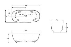 Ванна Abber Kristall AT9707Opal 170x75 коричневая прозрачная купить в интернет-магазине Sanbest