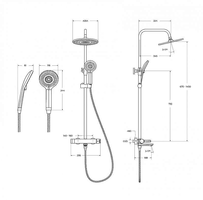Душевая система Cezares LUX-CVD-01 хром купить в интернет-магазине сантехники Sanbest
