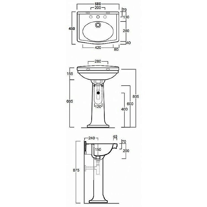 Раковина Simas Londra LO914bi*1 58 купить в интернет-магазине Sanbest