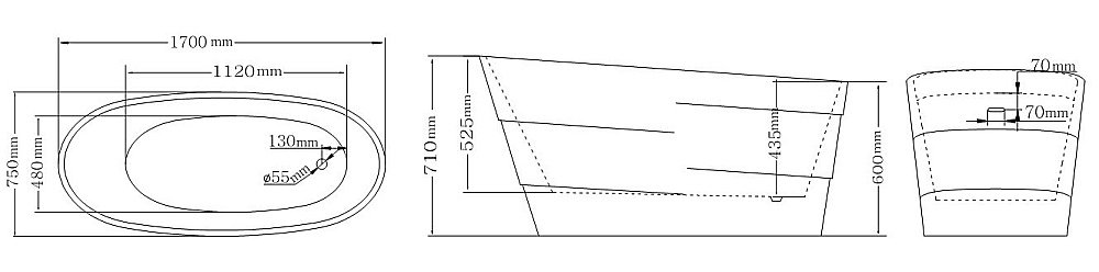 Ванна акриловая Lagard Auguste lgd-agst-tg 170х75 белая,золото купить в интернет-магазине Sanbest