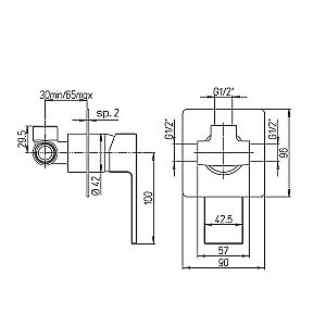 Смеситель для душа PAINI Dax-R 84CR690 хром купить в интернет-магазине сантехники Sanbest