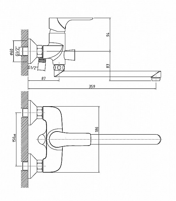 Смеситель для ванны Orange Aristo M19-211cr купить в интернет-магазине сантехники Sanbest