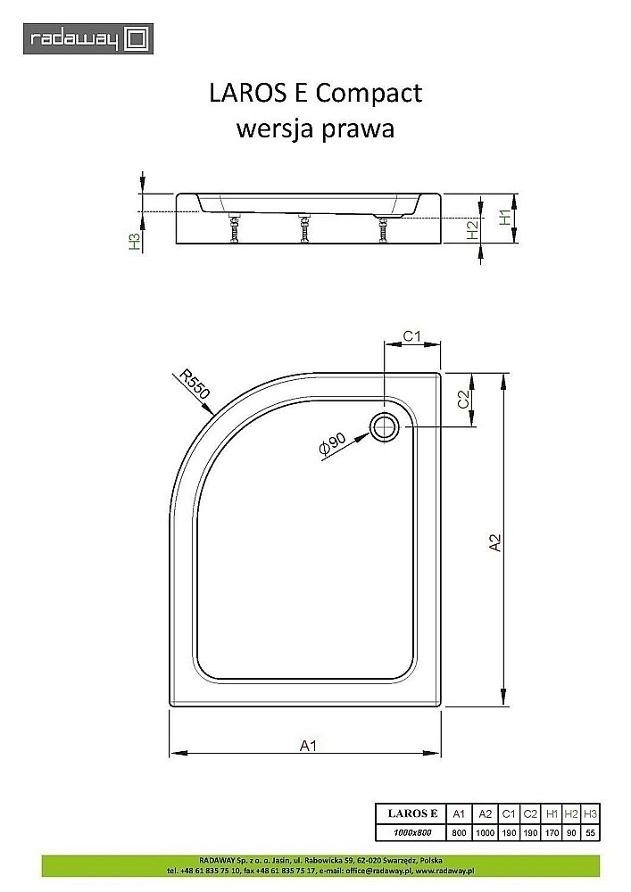Душевой поддон Radaway Laros E Compact 100x80 белый купить в интернет-магазине Sanbest