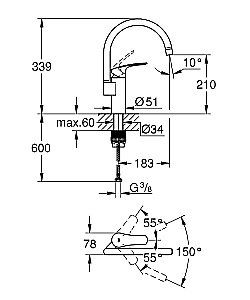 Смеситель для кухни Grohe Eurosmart 33202003 хром купить в интернет-магазине сантехники Sanbest