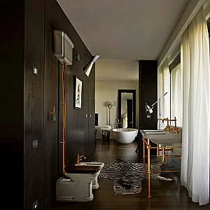 Унитаз напольный Kerasan Waldorf 4116 с высоким бачком 4180 Белый/золото купить в интернет-магазине Sanbest