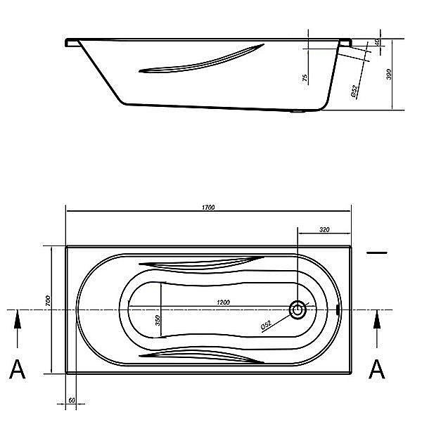 Акриловая ванна Mito Green 170x70 63379 белая купить в интернет-магазине Sanbest
