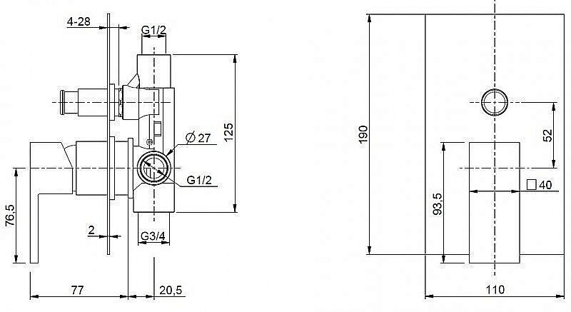 Смеситель для душа Cezares Unika VDIM золото купить в интернет-магазине сантехники Sanbest