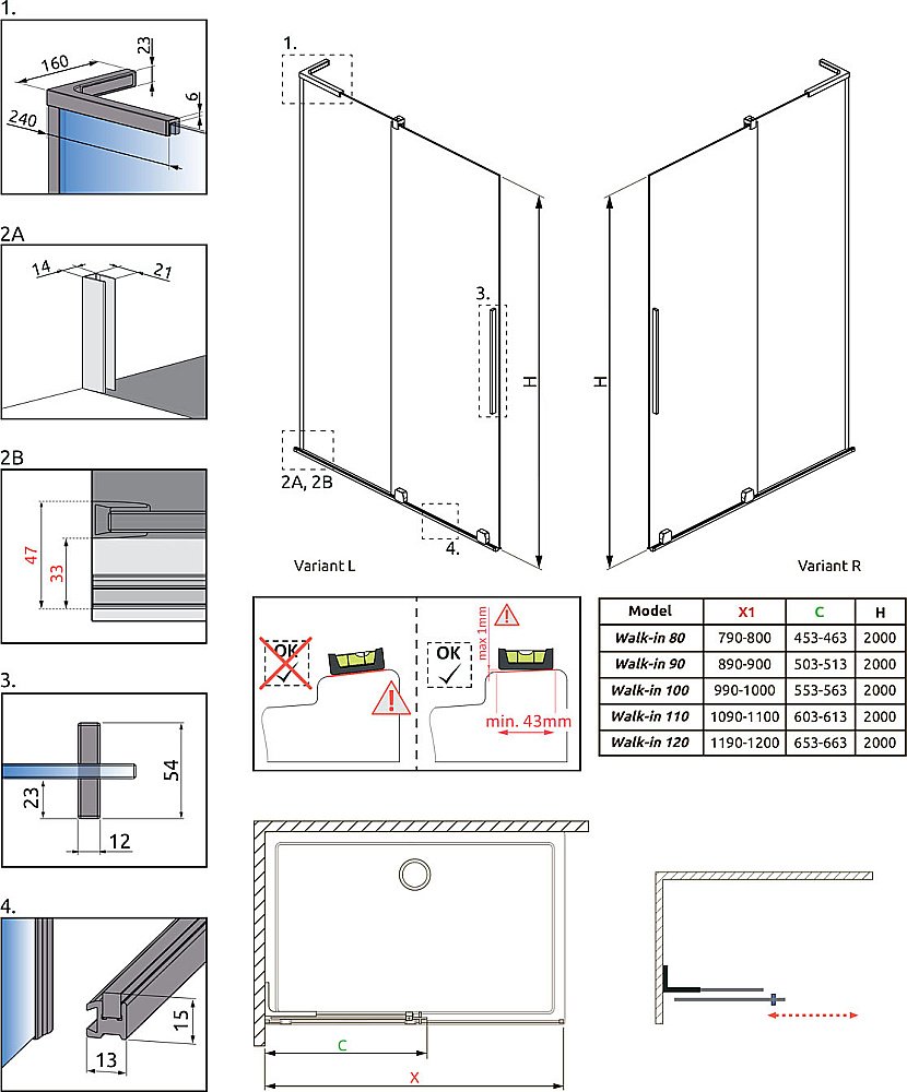 Душевое ограждение Radaway Furo SL Brushed Nickel Walk-in 90 10306488-91-01 стекло прозрачное/профиль брашированный никель купить в интернет-магазине Sanbest